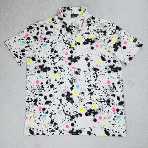 Sunday Swagger Polo Shirt Mens XL White Paint Splatter Golf Stretch Performance